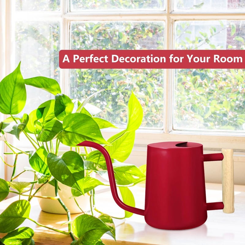 GUKJOB Watering Can Indoor Plants, 35oz Small Stainless Steel Metal Watering Can Modern Decorative Watering Pot with Long Spout for Indoor House Plant Bonsai Garden Flowers (Red) - Image 4